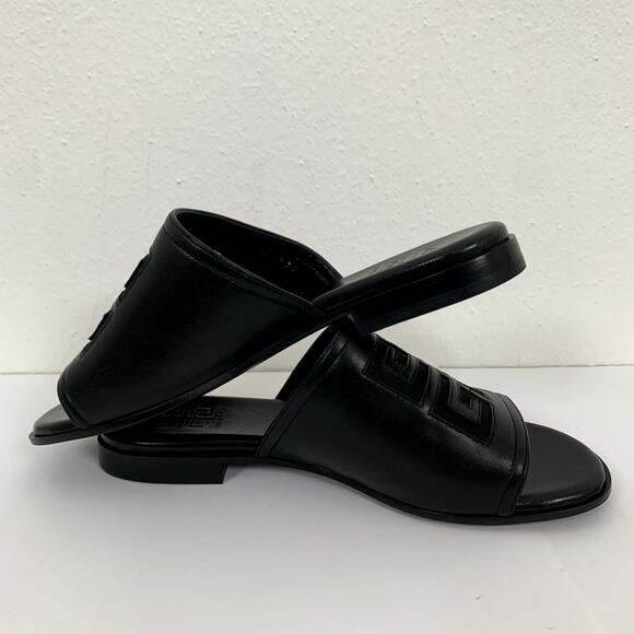 NEW Givenchy 4G Cut-Out Leather Flat Sandals in Black Size US 6 AUTHENTIC - Picture 10 of 12